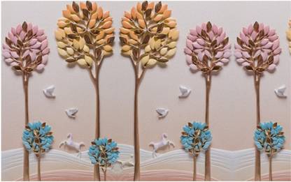 Saraswati Arts Vinyl Floral & Botanical Multicolor Wallpaper