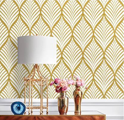 LUXURA CREATIONS Vinyl Decorative Gold Wallpaper