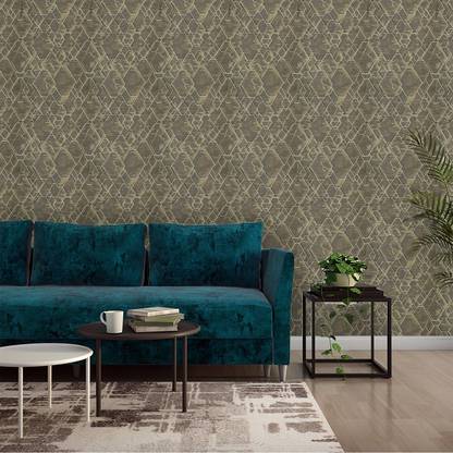 Asian Paints ezyCR8 Hexagon Brown and Gold Non Adhesive Wallpaper for Home & Office Abstract Multicolor Wallpaper