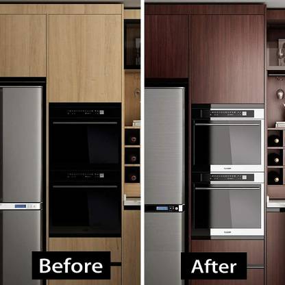 TOTAL HOME 91.44 cm Wall Stickers Furniture Wallpaper Wood Door, DIY Vinyl, Almirah, Shelf Liner, Table Top, Wardrobe, Kitchen Cupboard Decal, Mahogany Brown (Dark Brown, 30x91 cm) Self Adhesive Sticker