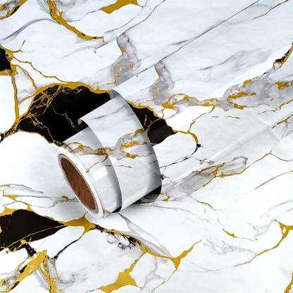 Peijinsart Vinyl Decorative White, Black, Gold Wallpaper