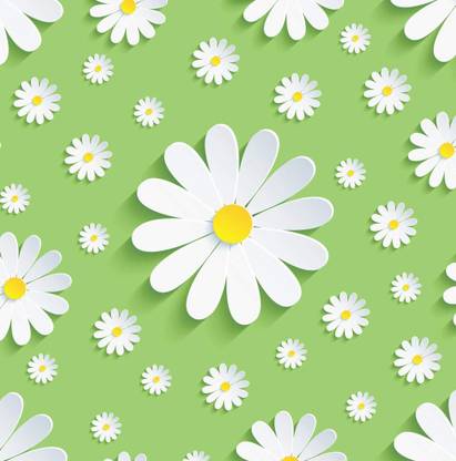 Indian Velvet Floral & Botanical Green, White Wallpaper