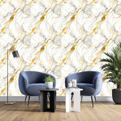 FOKRIM 200 cm Decorative white Gold Marble wallpaper for Wall/Home Self Adhesive Sticker