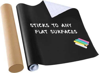 WALLDESIGN 16 inch Black Chalkboard Roll - 16x48" for any Surface-for Office,Home,Study-With Chalk Self Adhesive Sticker