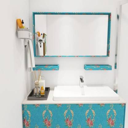 Flipkart SmartBuy 45 cm Light Blue Free Hand Flower Wallpaper( 200 CM X 45 CM ) Self Adhesive Sticker