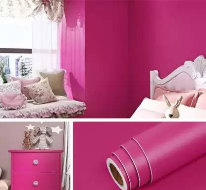 HAPPYMATES Vinyl Decorative Pink Wallpaper