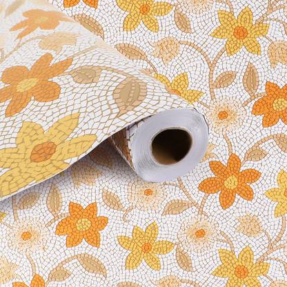 Castle Decor Vinyl Floral & Botanical Orange Wallpaper