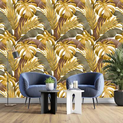 FOKRIM Vinyl Decorative Yellow Wallpaper