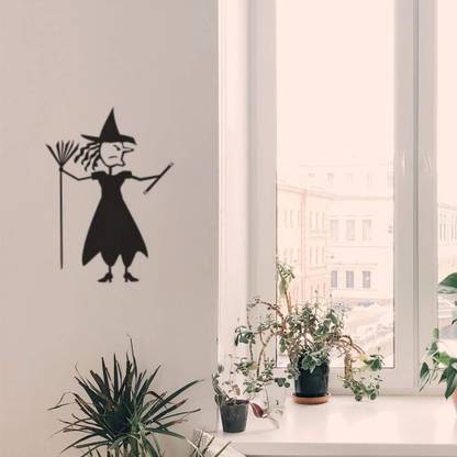 SnappyVinyl 29 cm Witch Stick Figure Wall Decals, Easy to Apply Self Adhesive Sticker