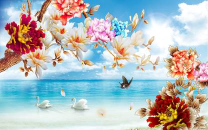 HD PRINT HOUSE Nature Multicolor, Red Wallpaper