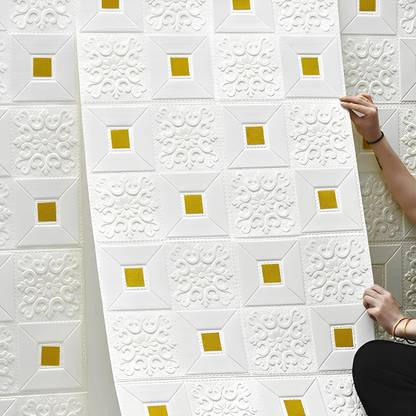 Yugam Paper Decorative White, Gold Wallpaper