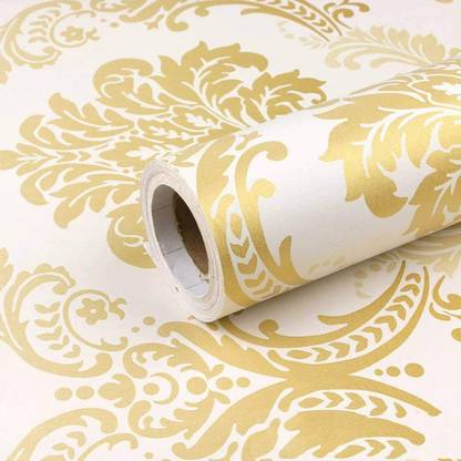 LAAYO Abstract Gold, White Wallpaper