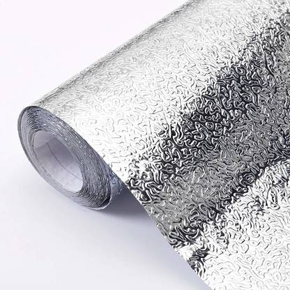 DreamVilla 61 cm Aluminium Wall Sticker For Kitchen Wall Stove Oil-Proof & Self Adhesive Cabinet Drawer Covering Croppable Aluminium Foil Sticker Self Adhesive Sticker