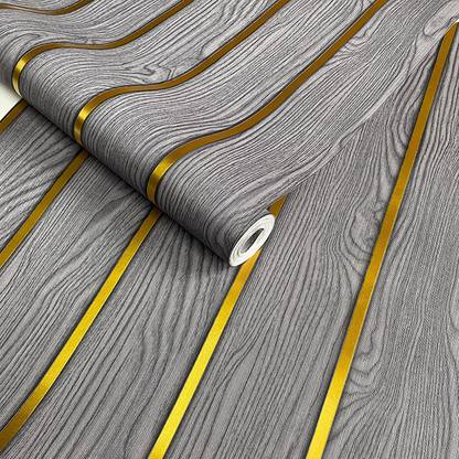 VRUKSHA DECORS Decorative Grey, Gold Wallpaper