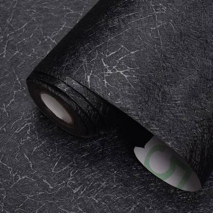 Veki Vinyl Decorative Black Wallpaper