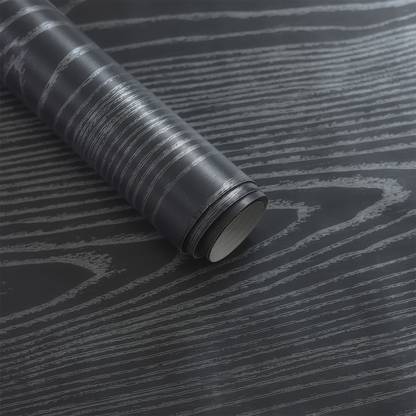 AmazingKarts 304.8 cm Black Wood Waterproof Wallpaper Easy To Clean (304.8 x 45.72 cm) Self Adhesive Sticker