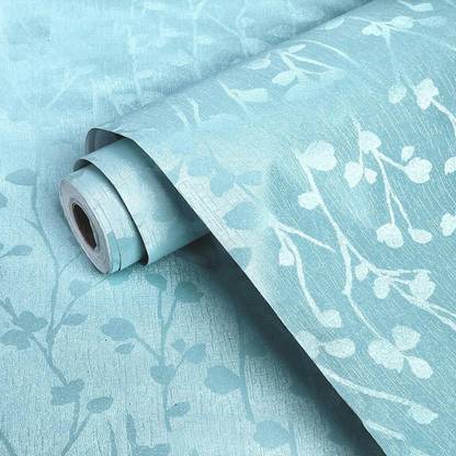 FOKRIM Vinyl Decorative Blue Wallpaper