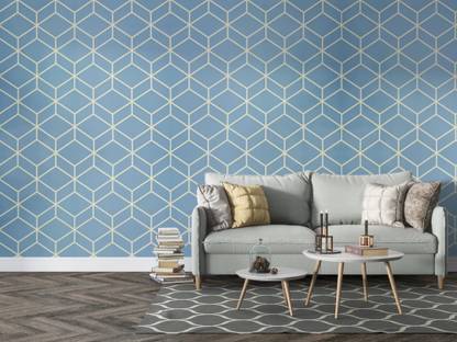 FOKRIM Vinyl Decorative Blue Wallpaper