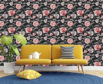 ASA PRINT SOLUTION Floral & Botanical Black Wallpaper