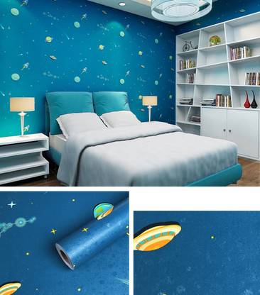 HOMEMATES Vinyl Sci-fi Blue Wallpaper