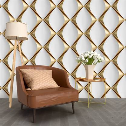 Sai WallBazaar Vinyl Decorative Gold, White Wallpaper