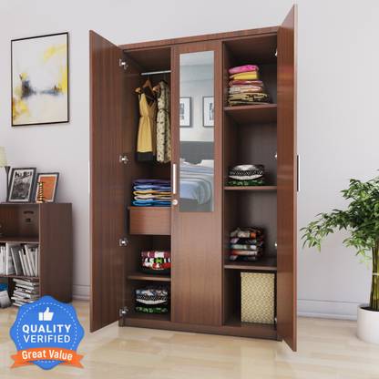 Flipkart Perfect Homes Nevada Engineered Wood 3 Door Wardrobe
