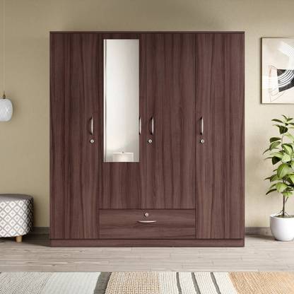 Godrej Interio Ewa with Mirror Engineered Wood 4 Door Wardrobe