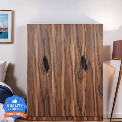Mintwud from Pepperfry Maya 4 Door Wooden Wardrobe/Wooden Almirah With Shelf Storage For Bedroom/Home Engineered Wood 4 Door Wardrobe