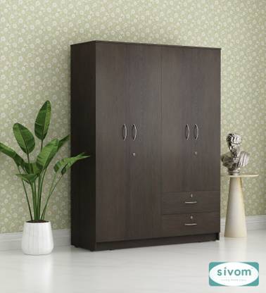 SIVOM Ultra Multipurpose 4 Door Wardrobe / Spacious 7 Shelves Engineered Wood 4 Door Wardrobe