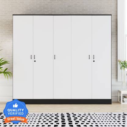 Home Full Engineered Wood 5 Door Wardrobe