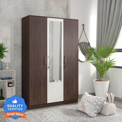A GLOBIA CREATIONS Engineered Wood 3 Door Wardrobe