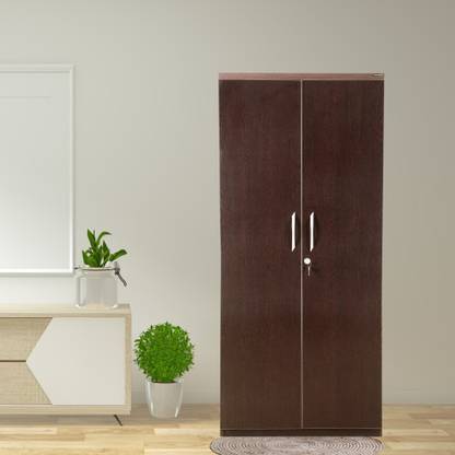 zione Silverline 2 Door Wood Finish Almirah in Walnut Finish in MDF Premium Engineered Wood 5 Door Almirah