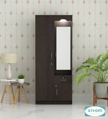 SIVOM SYNTAX Multipurpose 2 Door Wardrobe With Dressing Table/ Spacious 7 Shelves Engineered Wood 2 Door Wardrobe