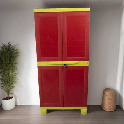 Classic Furniture Classic furniture Warbrobe|Closet|Shoe Rack Liberty 4ft Red Yellow Plastic 2 Door Wardrobe