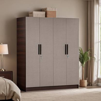 Trevi Mustang (Fabric Finish 4 door Almirah/Almari) Engineered Wood 4 Door Wardrobe