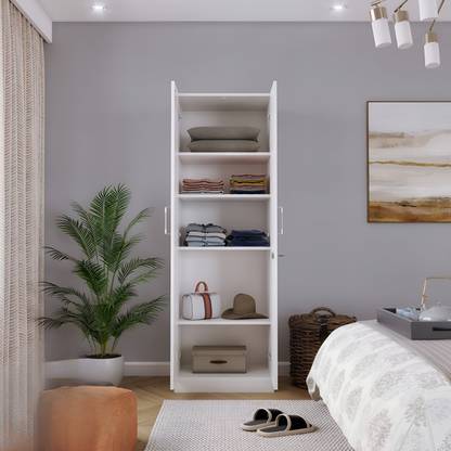 TimbWorld Engineered Wood 2 Door Wardrobe With 5 Shelves For Living Room / Kid's Room Engineered Wood 2 Door Wardrobe