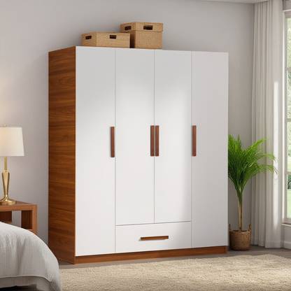 Trevi Mustang 4 door wardrobe With Drawer (Almirah/Almari/Cupboard) Engineered Wood 4 Door Wardrobe