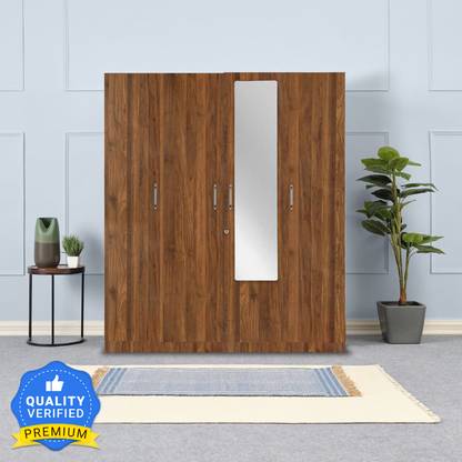 Wakefit Gingham Engineered Wood 4 Door Wardrobe