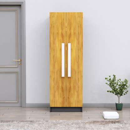 Hexa Red Wooden Wardrobe with 2 Drawer & Hanging Space 3 Year Warranty Engineered Wood 2 Door Wardrobe
