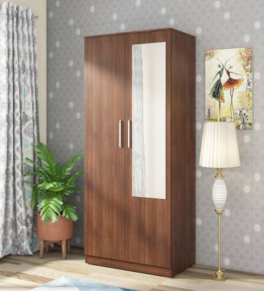 Mintwud from Pepperfry Sapporo 2 Door Wardrobe in Leon Teak finish Engineered Wood 2 Door Wardrobe