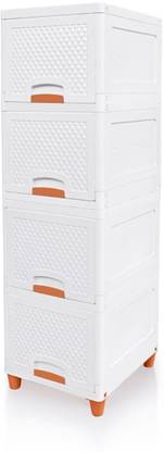 Novatic Plastic Drawer 4 Shelf Clothes Cabinet For Storage Wardrobe, Clothes Cupboard Plastic 4 Door Wardrobe