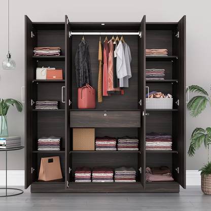 Wakefit Gingham Engineered Wood 4 Door Wardrobe