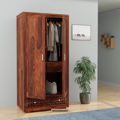 WOODENJOY Solid Sheesham Wood wardrobe With Door Storage Solid Wood 2 Door Wardrobe