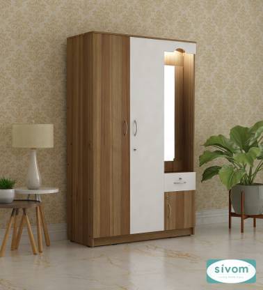SIVOM SIVOM SYNTAX Multipurpose 3 Door Wardrobe With Dressing Table/ 7 Shelves Engineered Wood 3 Door Wardrobe