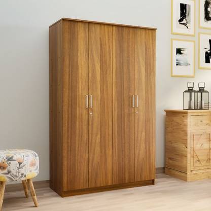 NEUDOT MONO Engineered Wood 4 Door Wardrobe  (Finish Color - Leon teak, Knock Down)