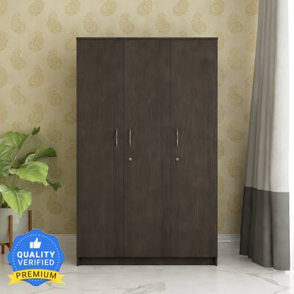 SIVOM Grover Multipurpose 3 Door Wardrobe / Spacious Shelves with Hanging Rail Engineered Wood 3 Door Wardrobe