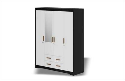 WC White Cedar Engineered Wood 4 Door Wardrobe (color =white,black) Engineered Wood 4 Door Wardrobe