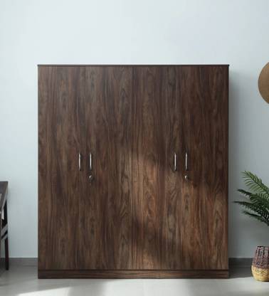 Casacraft from Pepperfry Cabalina 4 Door Wardrobe In Natural Walnut Colour Engineered Wood 4 Door Wardrobe