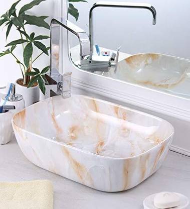 Tap & Tile BASSINO Wash Basin Counter top,Tabletop Bathroom Basin 455 x 325 x 135 mm 007 Counter Top