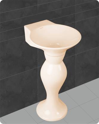 BM BELMONTE Ceramic Wash Basin Dolphin 16 Inch x 19 Inch for Bathroom Toilet Washroom Dining Pedestal Basin